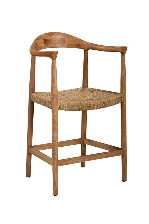 Natural Abraham Seagrass Upholstered Counter Stool