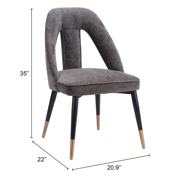 Artus Dining Chair Gray in Shearling Style Fabric