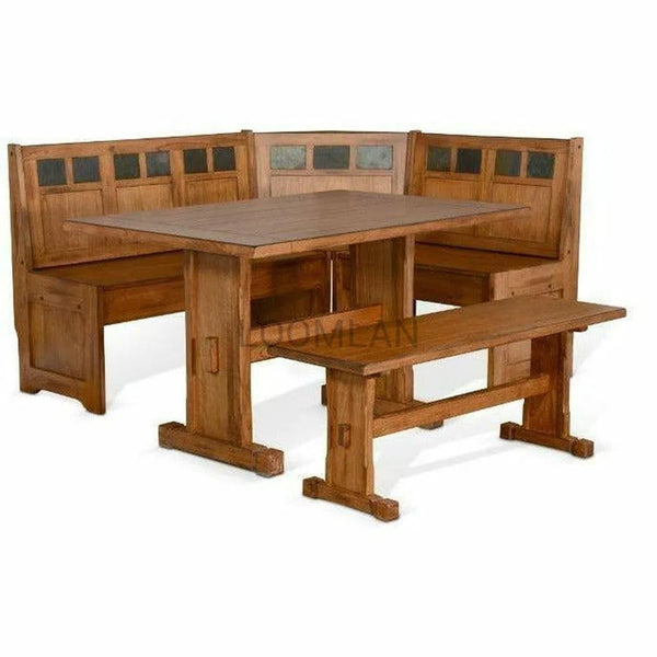 66" Light Brown Wood Breakfast Nook Set With Storage Bench Dining Table Sets LOOMLAN By Sunny D