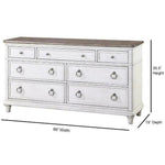 66" White Two-Tone Wooden Dresser and Mirror