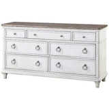 66" White Two-Tone Wooden Dresser and Mirror