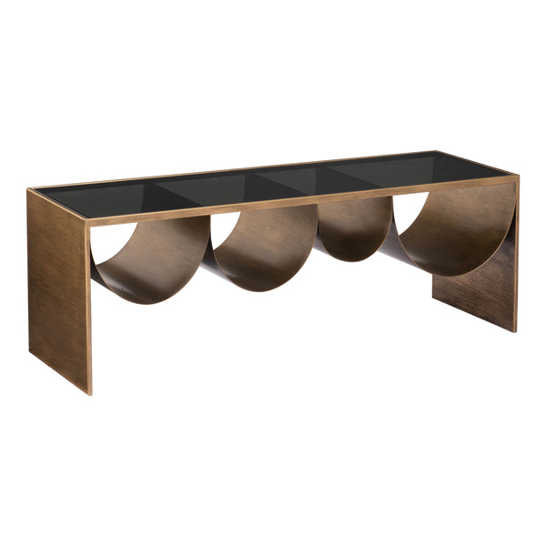 Reed Glass and Black Steel Rectangular Coffee Table