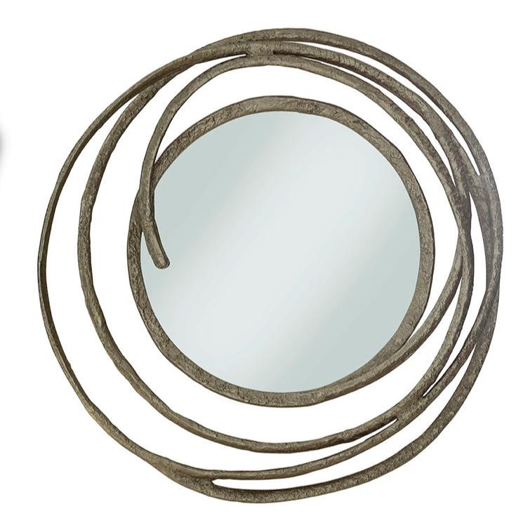 Gold Circles Aluminum Framed Round Wall Mirror