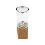 Muskoka Teak And Glass Elegance Patio Candleholder