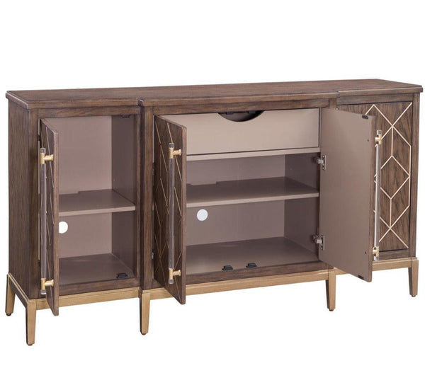 68" Perrine Brown And Gold Wooden Sideboard for Dining Room Sideboards LOOMLAN By Bassett Mirror