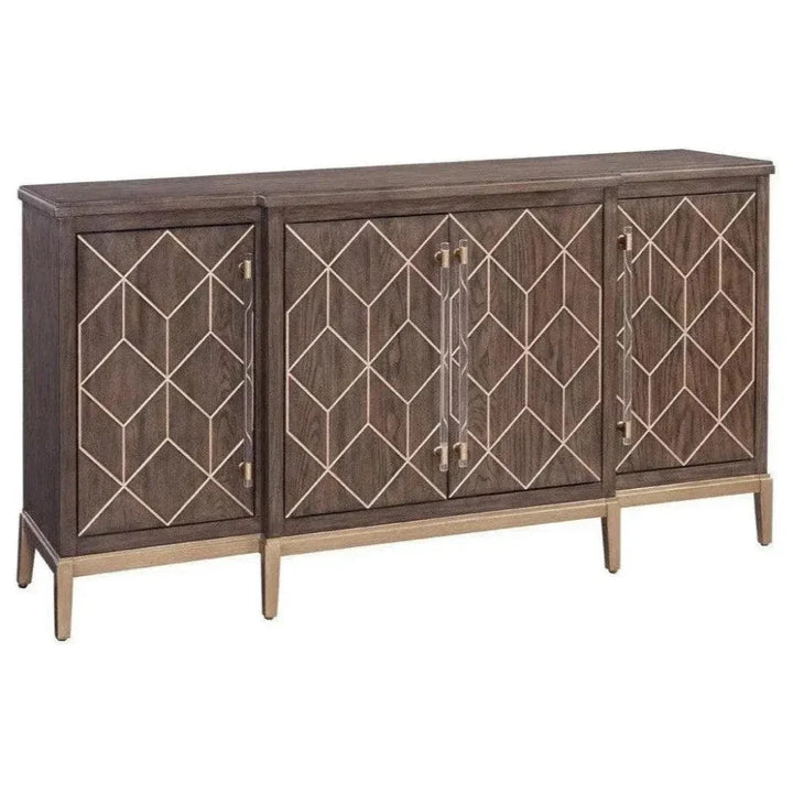 68 Inch Brown Oak Gold Sideboard Buffet | LOOMLAN