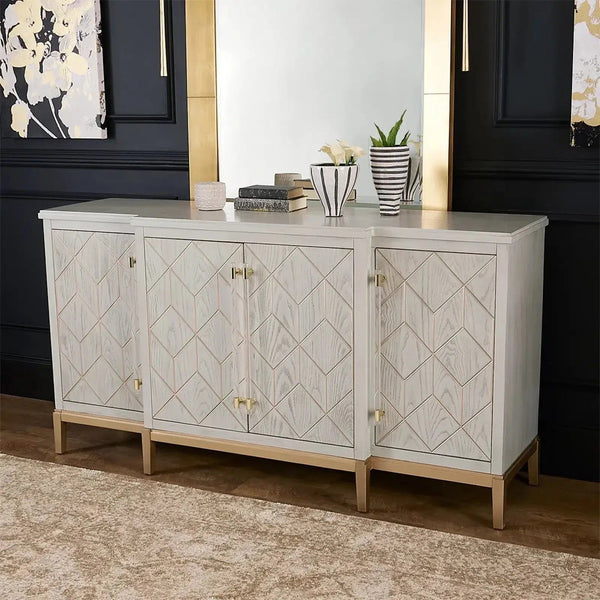 68" Perrine Gold and Whitewashed Sideboard for Dining Room Sideboards LOOMLAN By Bassett Mirror