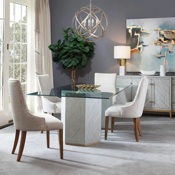 68" Perrine Grey And Gold Wooden Sideboard for Dining Room Sideboards LOOMLAN By Bassett Mirror