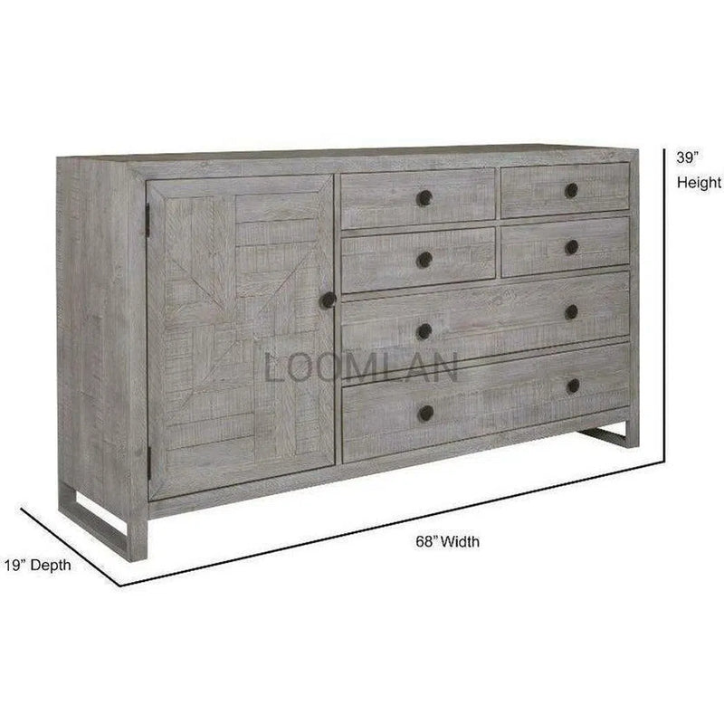 68" Reclaimed Pine Wood Serenity Drawer Dresser Dressers LOOMLAN By LOOMLAN