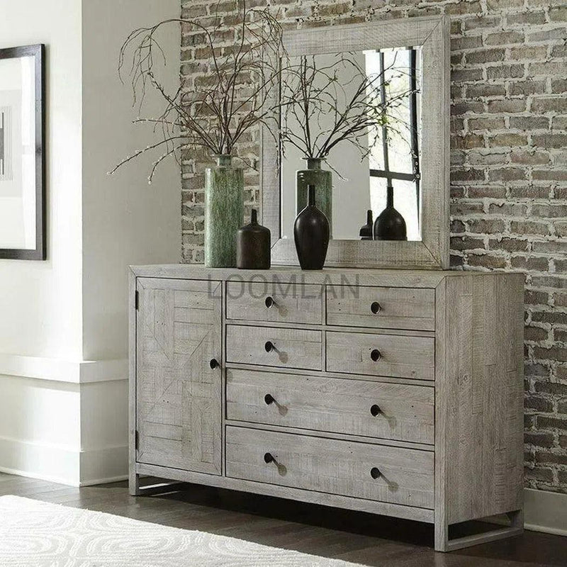 68" Reclaimed Pine Wood Serenity Dresser & Mirror