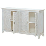 68" White Mandala 4 Door Credenza Boho Chic