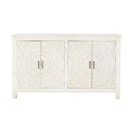 68" White Mandala 4 Door Credenza Boho Chic