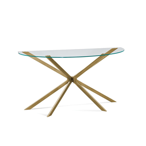 Tess Steel and Glass Gold Geometric Console Table