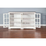 69" White Buffet Server With Windowpane Glass Doors Curio Cabinet Buffets LOOMLAN By Sunny D