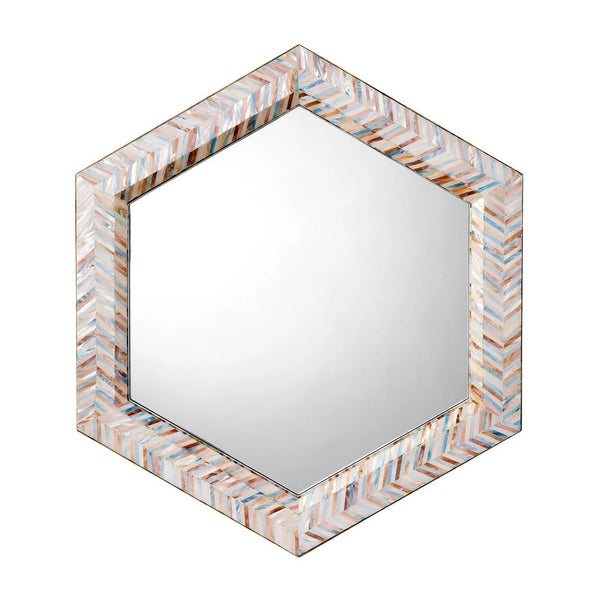 Academy Mother Of Pearl Hexagon Wall Mirror By Jamie Young