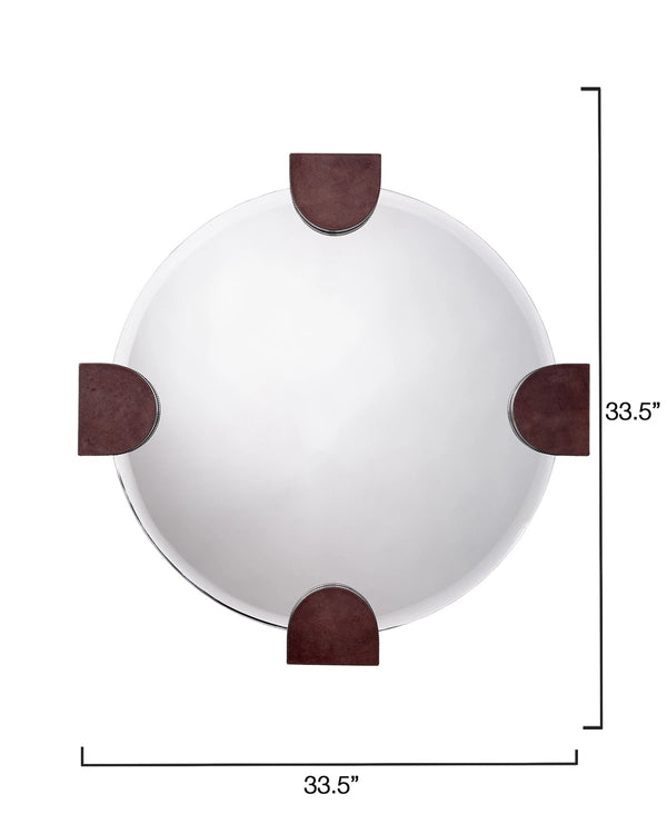 Quadrant Leather Round Wall Mirror by Jamie Young