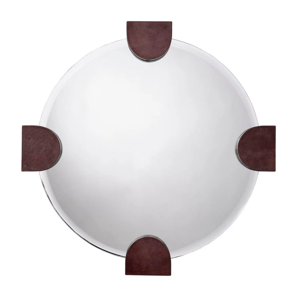 Quadrant Leather Round Wall Mirror by Jamie Young