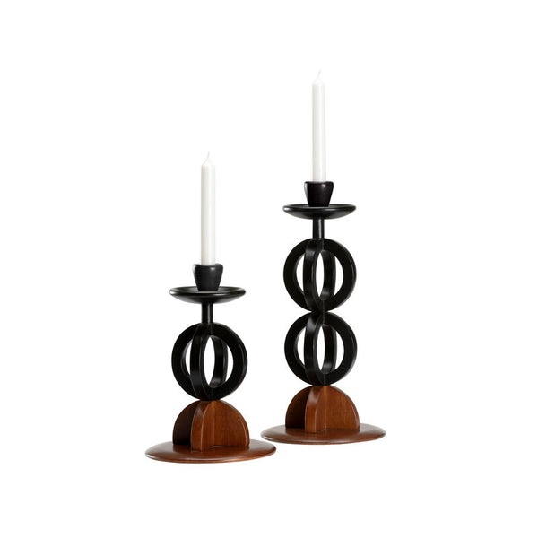 Kate Modern Wooden Candleholder (Set Of 2)