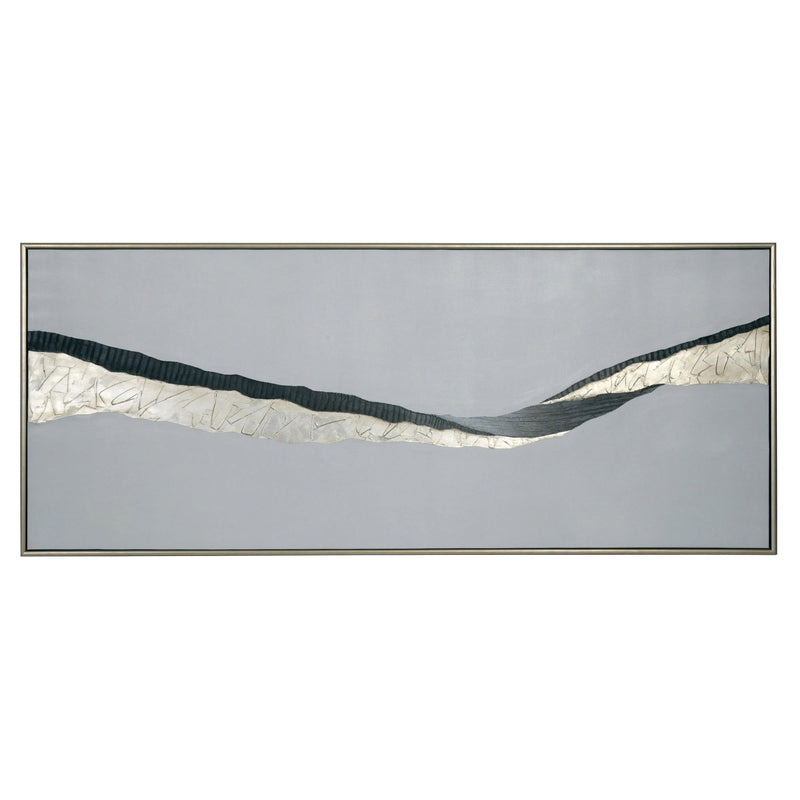 Frequency - 72" X 30" Silver Floater Frame Hand Painted Art