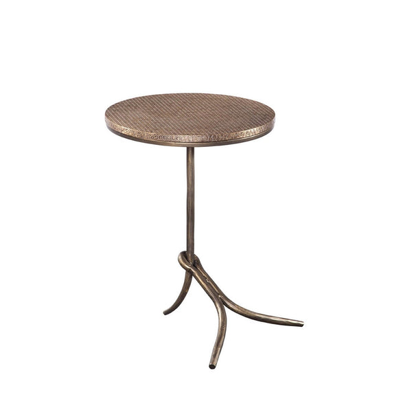 Rowley Iron and Marble Brown Round Accent Table