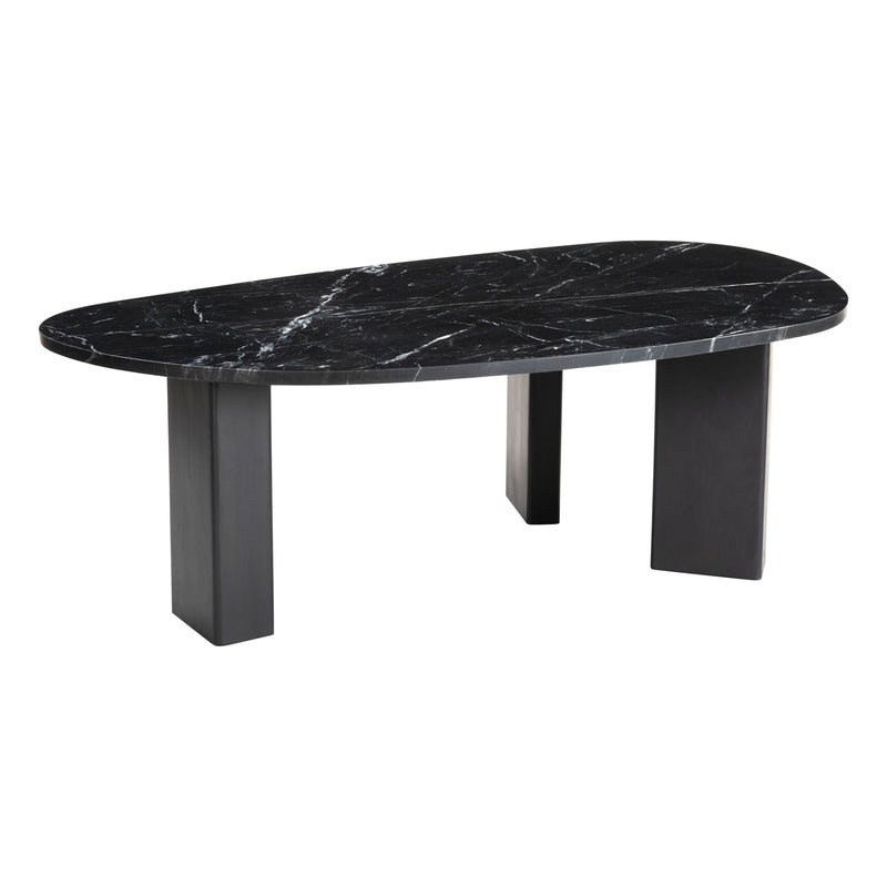 Aberdeen Black Marble and Wood Geometric Coffee Table