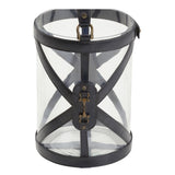 Aberdeen Blue Hurricane Leather Trim Candleholder