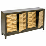 70" Gold Sideboard Brass Doors Wood Base