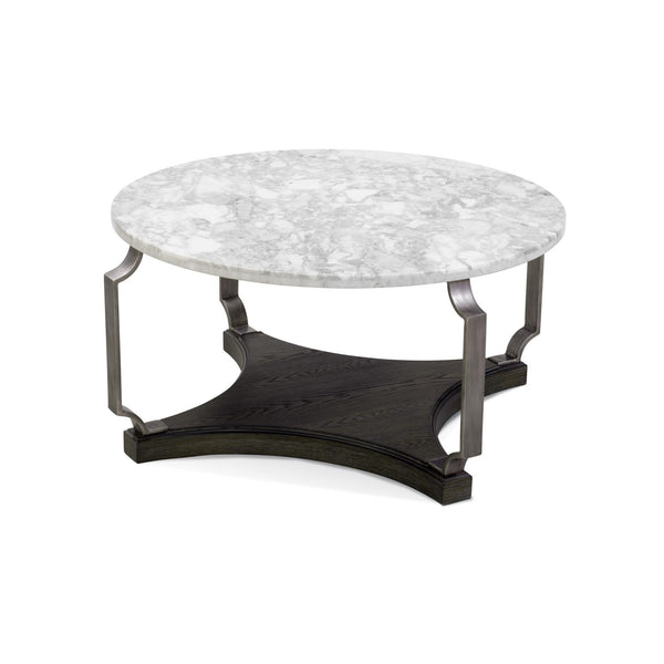 Ellison Wood and Steel White Round Cocktail Table