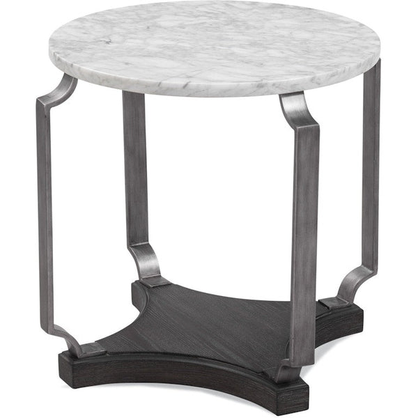 Ellison Wood and Steel White Round End Table