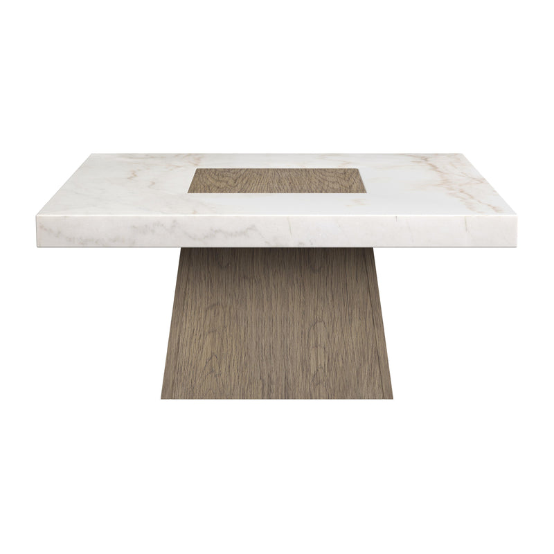 Collinston Wood and Marble White Square Cocktail Table