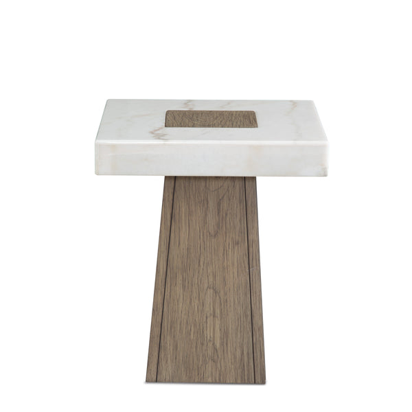 Collinston Wood and Marble White Square Accent Table