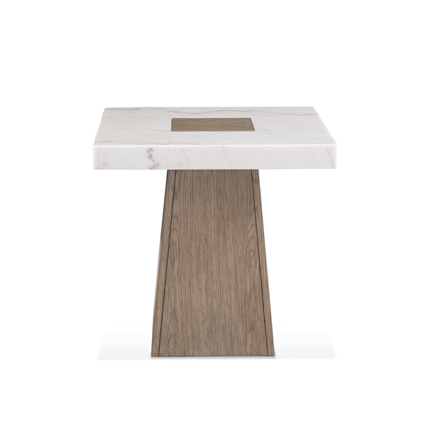 Collinston Wood and Marble White Square End Table