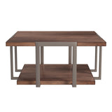 Brooke Steel and Wood Brown Rectangular Cocktail Table