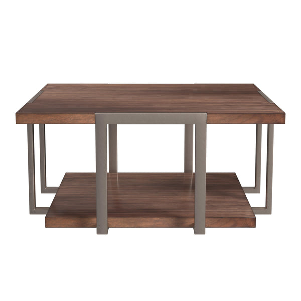 Brooke Steel and Wood Brown Rectangular Cocktail Table