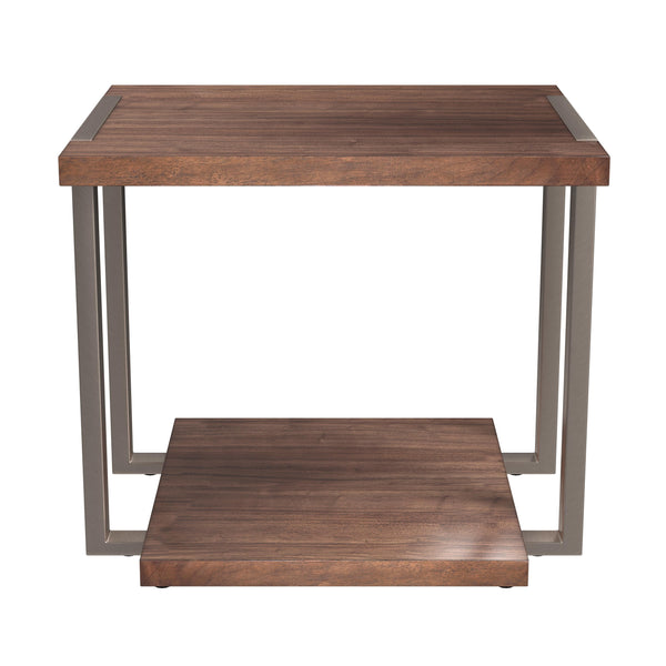 Brooke Steel and Wood Brown Rectangular End Table