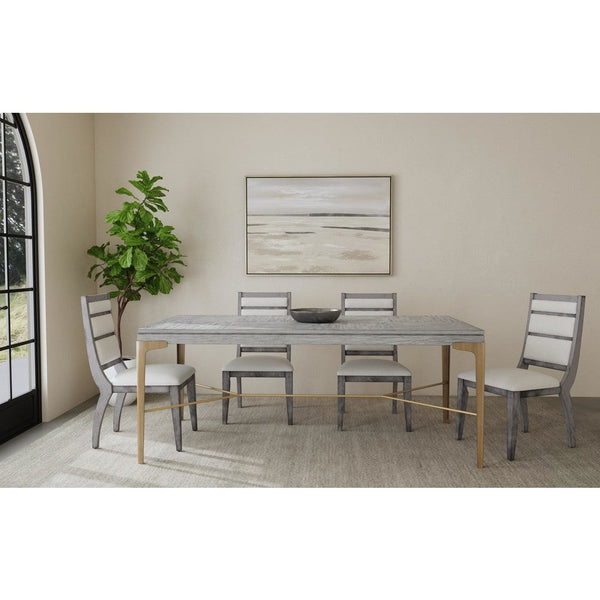 Nylah Steel and Wood Grey Rectangular Dining Table