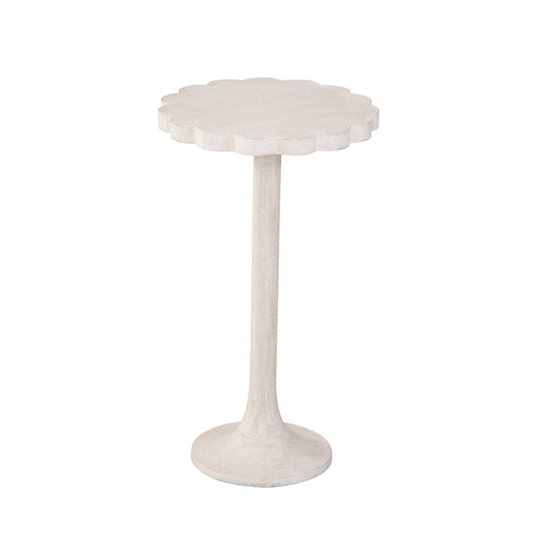 Keiran Wood White Round Accent Table