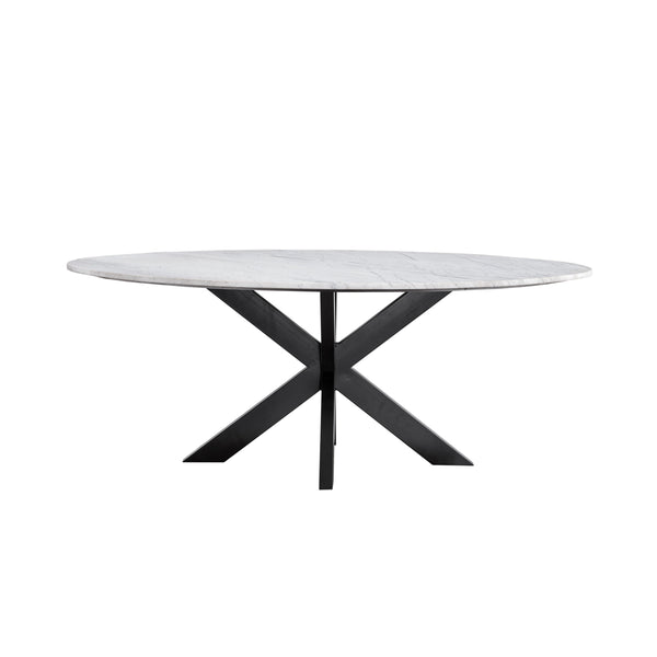 Barton Marble and Metal Black Round Dining Table