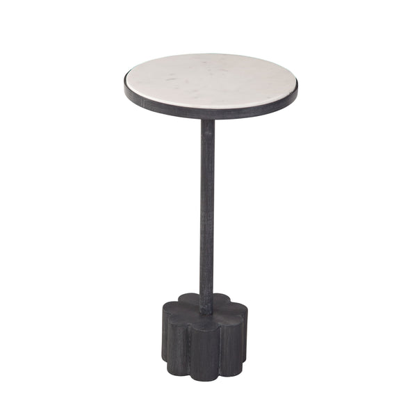Sprout Iron and Marble White Round Accent Table