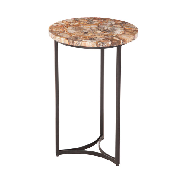 Franklin Wood and Iron Brown Round Accent Table
