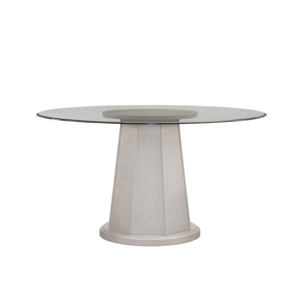 Korey 54" Wood and Glass Off-White Round Dining Table