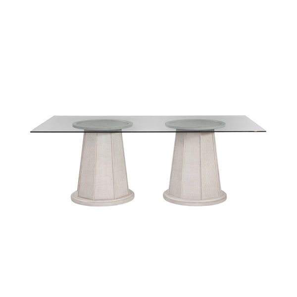 Korey Wood and Glass Cream Rectangular Dining Table