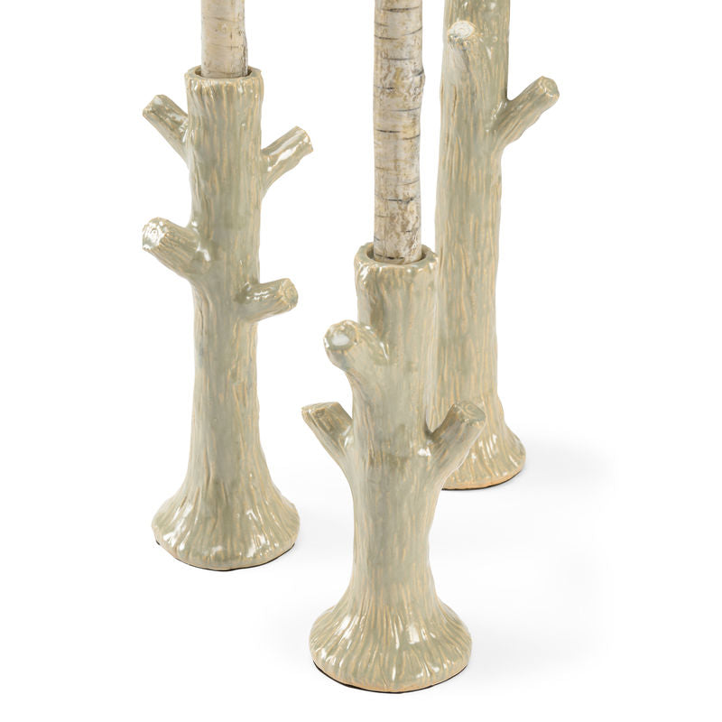 Faux Bois Nature-Inspired Patio Candleholder (Set of 3)