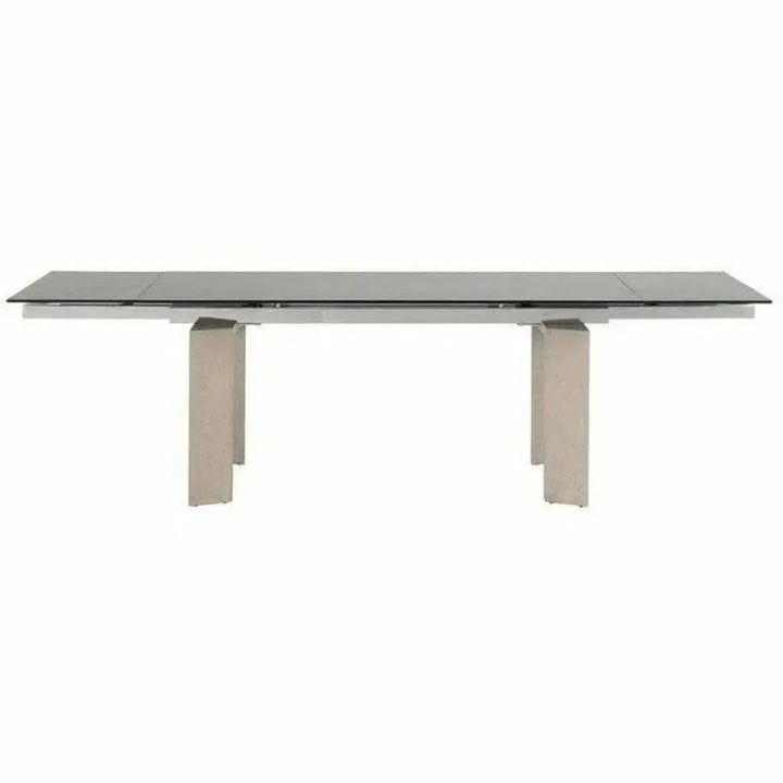 71-106" Extendable Glass Top Dining Table-Dining Tables-Essentials For Living-LOOMLAN