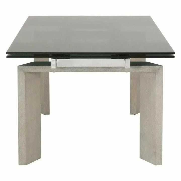 71-106" Extendable Glass Top Dining Table-Dining Tables-Essentials For Living-LOOMLAN