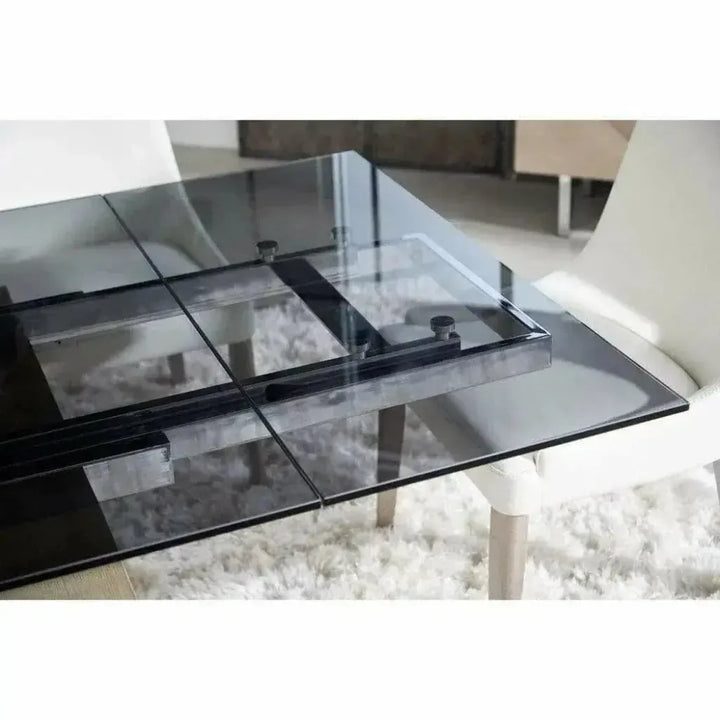 71-106" Extendable Glass Top Dining Table-Dining Tables-Essentials For Living-LOOMLAN