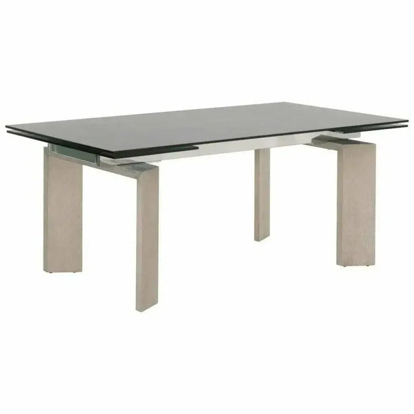 71-106" Extendable Glass Top Dining Table-Dining Tables-Essentials For Living-LOOMLAN