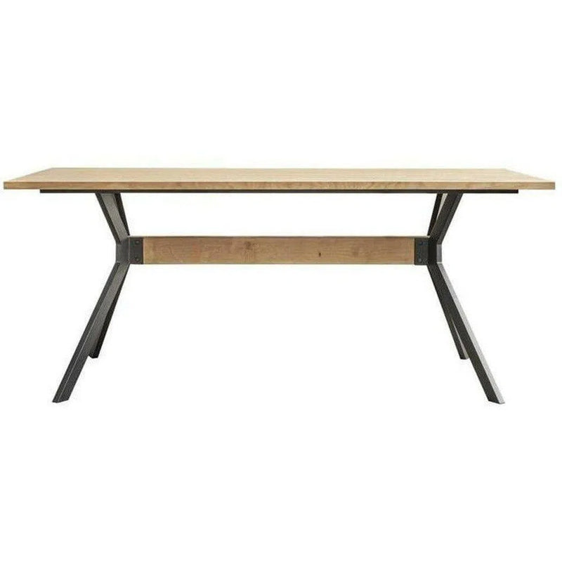71" Brown Semi-Glass Solid Wood Dining Table on Steel Base Dining Tables LOOMLAN By Moe's Home