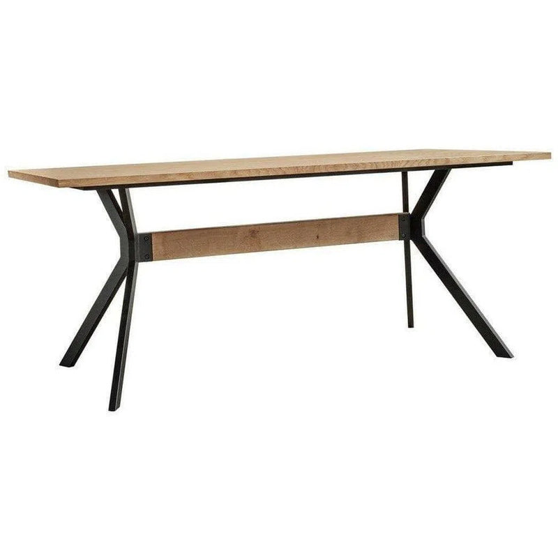 71" Brown Semi-Glass Solid Wood Dining Table on Steel Base Dining Tables LOOMLAN By Moe's Home