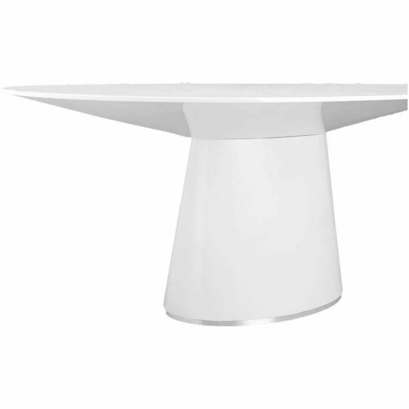 71" Contemporary High Gloss White Oval Dining Table for 6 People Dining Tables LOOMLAN By Moe's Home